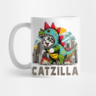 Catzilla Strikes Again: Funny Cat Dressed as Godzilla Tee Mug